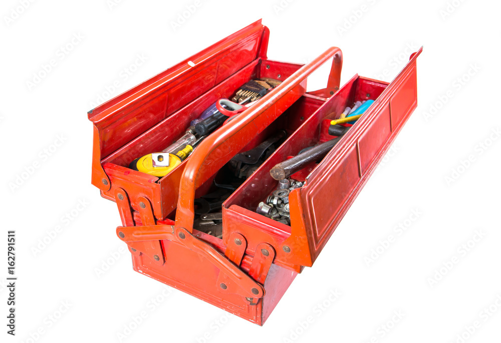 Opened new toolbox isolated on white background. Empty tool box with  handle. Silver aluminium and black plastic suitcase. Modern case for  toolkit. Bla Stock Photo - Alamy