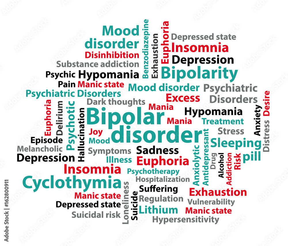 Bipolar disorder theme word cloud. Grey background. Bipolar disorder theme word cloud. Grey background.