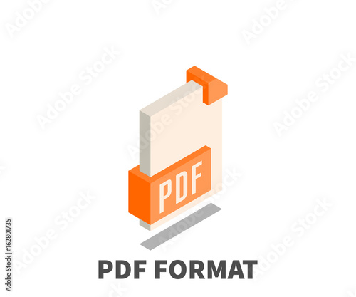 Image file format PDF icon, vector symbol in isometric 3D style isolated on white background.