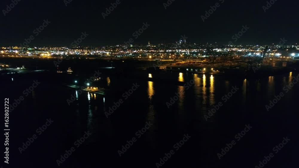 Aerial Flight Towards Center City Philadelphia PA at Night Aerial Flight Towards Center City Philadelphia PA at Night