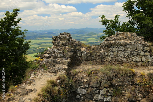 Remains of the old stone walls on the hill