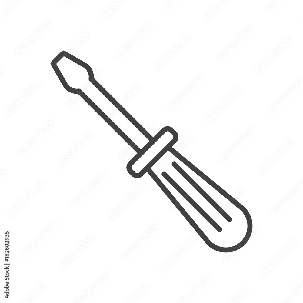 Screwdriver line icon, outline vector sign, linear style pictogram isolated on white. Symbol, logo illustration. Editable stroke. Pixel perfect graphics