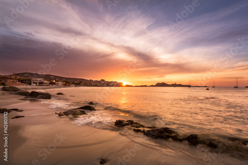 Sunset over L Ile Rousse in Balagne region of Corsica