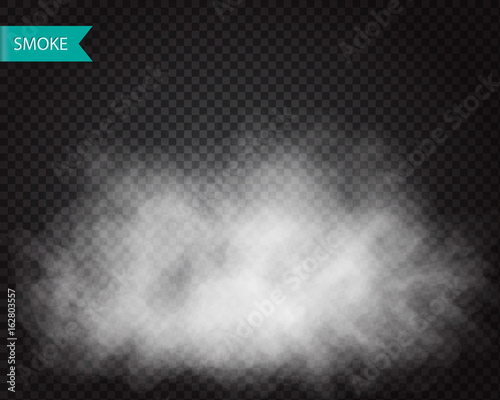 Fog or smoke vector cloudiness White transparent effect. Smog cloud Vector