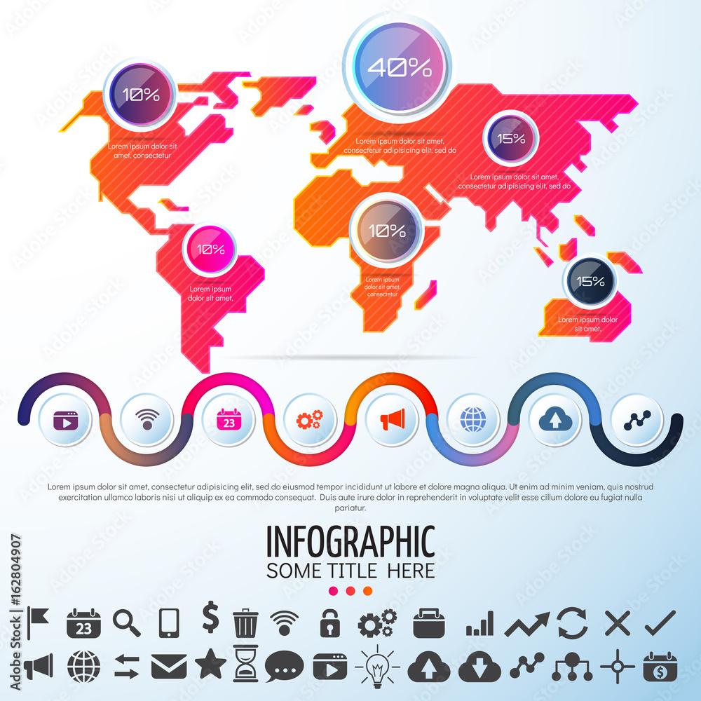 Fototapeta premium World Map Infographics Design Template