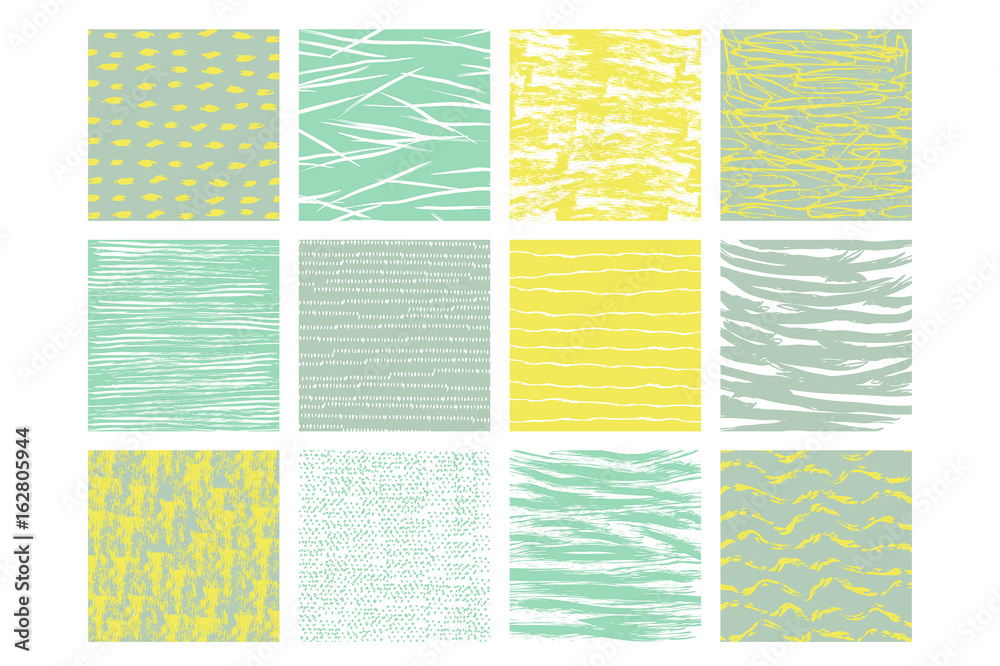 vector set of twelve non-seamless brush stroke patterns