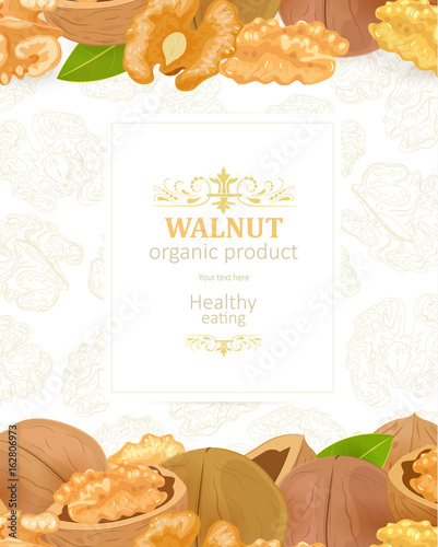 organic poster with delicious walnuts for your design