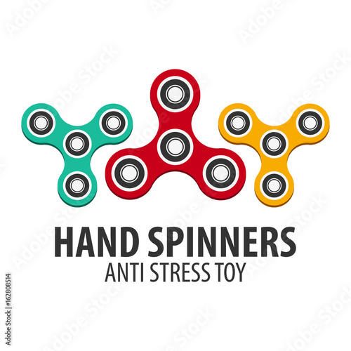 Hand Spinner Logo, Emblems and Icon. Fidget Spinners. Anti Stress toy.