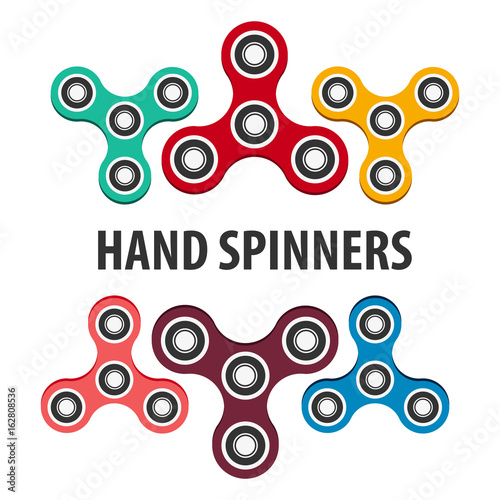 Hand Spinner Logo, Emblems and Icon. Fidget Spinners. Anti Stress toy.