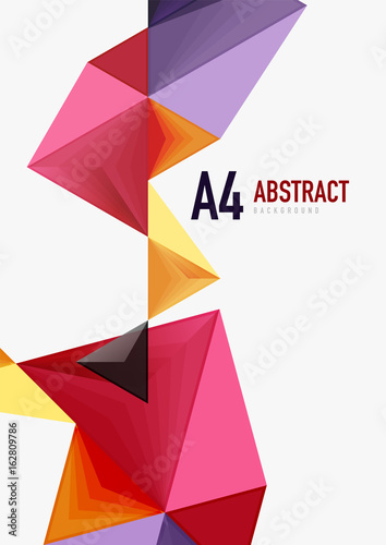 Free Download Triangular low poly vector a4 size geometric abstract template - GFXLoad