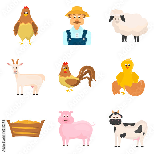 Set of color flat agriculture icons set for web and mobile design