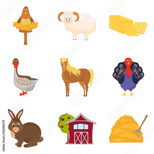 Set of color flat agriculture icons set for web and mobile design