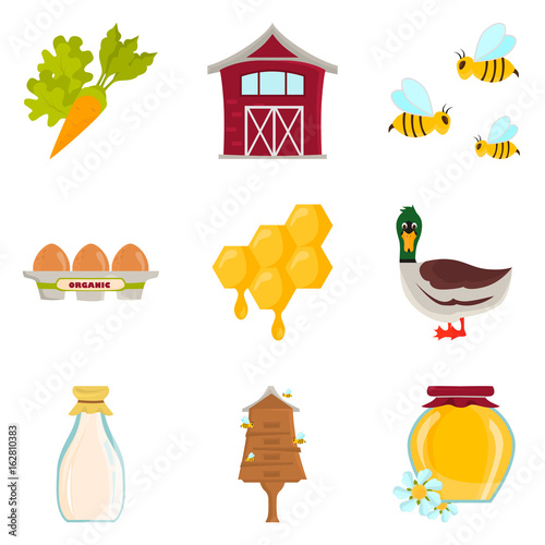 Set of color flat agriculture icons set for web and mobile design