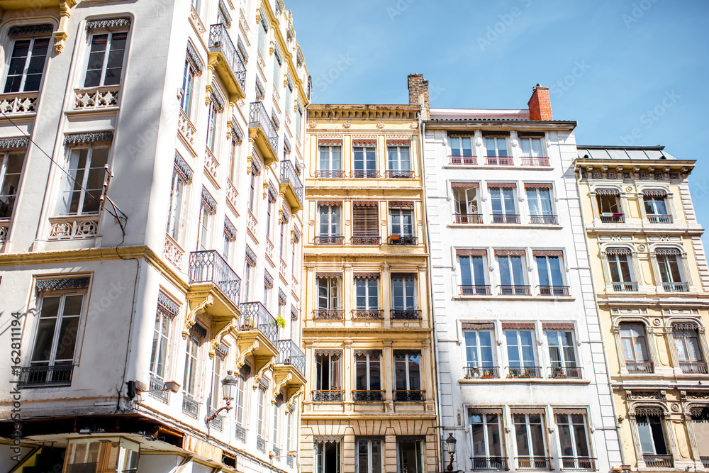 Beautiful residential buildings in Lyon city, France