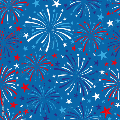 vector 4th of July seamless pattern with fireworks © merydolla