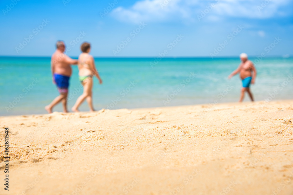 abstract blur focus people relax on the beach.