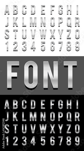 font alphabet metal chrome in vector format