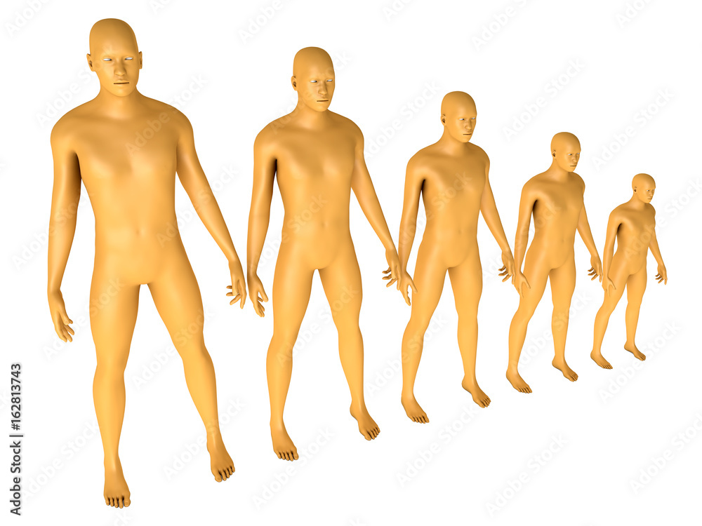 5 human figures sorted from largest to smallest 5 human figures sorted from largest to smallest