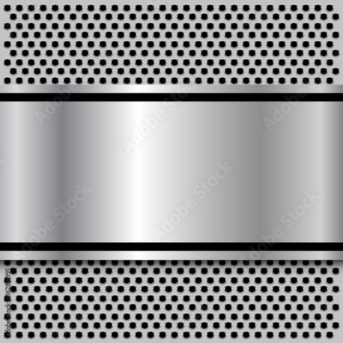 Background, polished metal texture over holes pattern