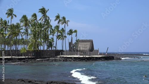 Hale o Keawe temple at the City of Refuge (Puʻuhonua o Hōnaunau) National Historical Park. Big Island, Hawaii, USA   photo