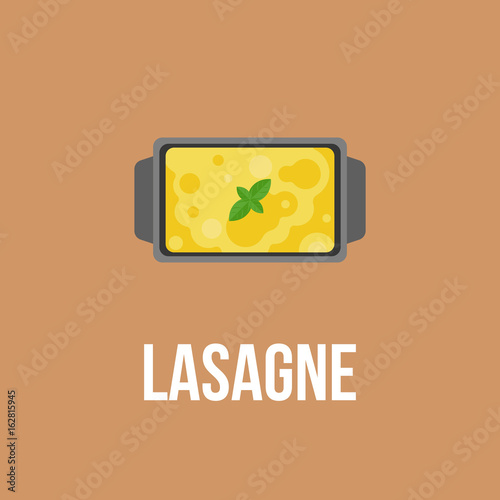 Lasagne logo, Italian cuisine, flat design vector