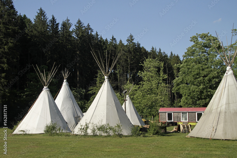 Camping site with tipi