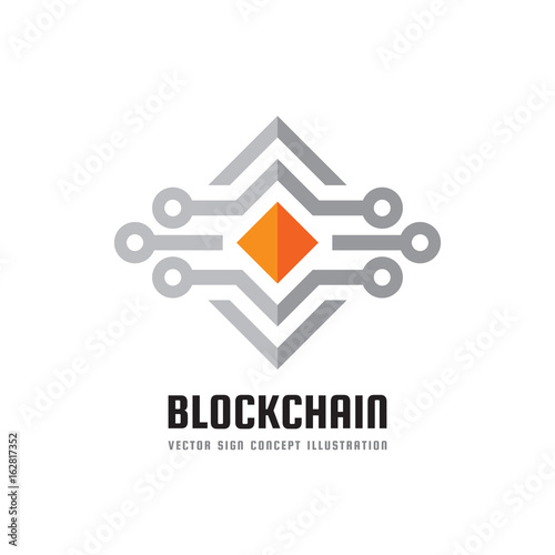 Blockchain technology - vector logo template concept illustration. Abstract geometric business sign. Digital crypto currency creative icon. Graphic design element. 