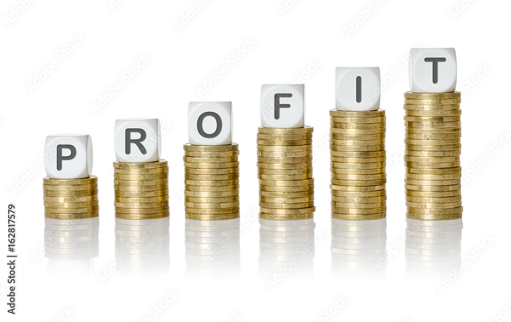 Coin stacks with letter dice - Profit Coin stacks with letter dice - Profit