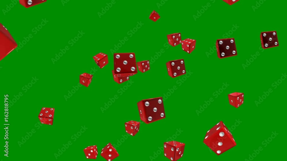 Red dices on green background able to loop seamless Red dices on green background able to loop seamless