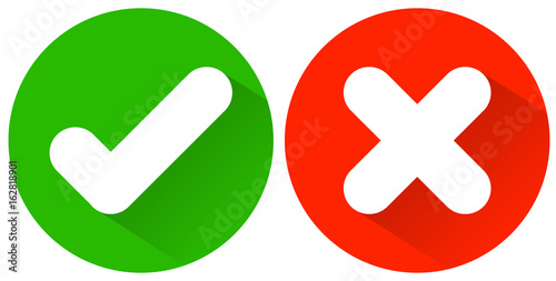 Button Haken grün und Kreuz rot
