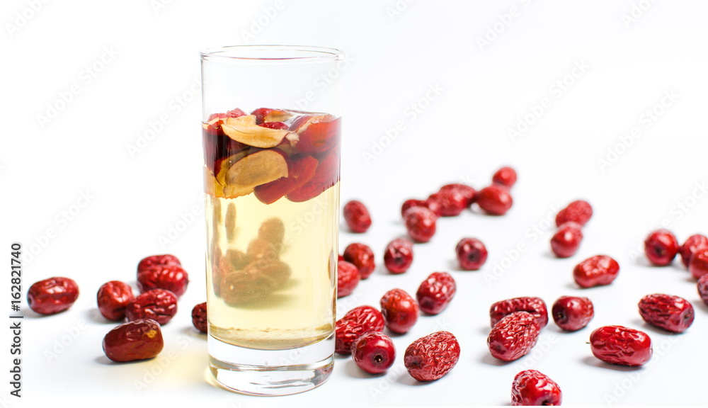 Chinese red dates fruit tea in a glass Chinese red dates fruit tea in a glass