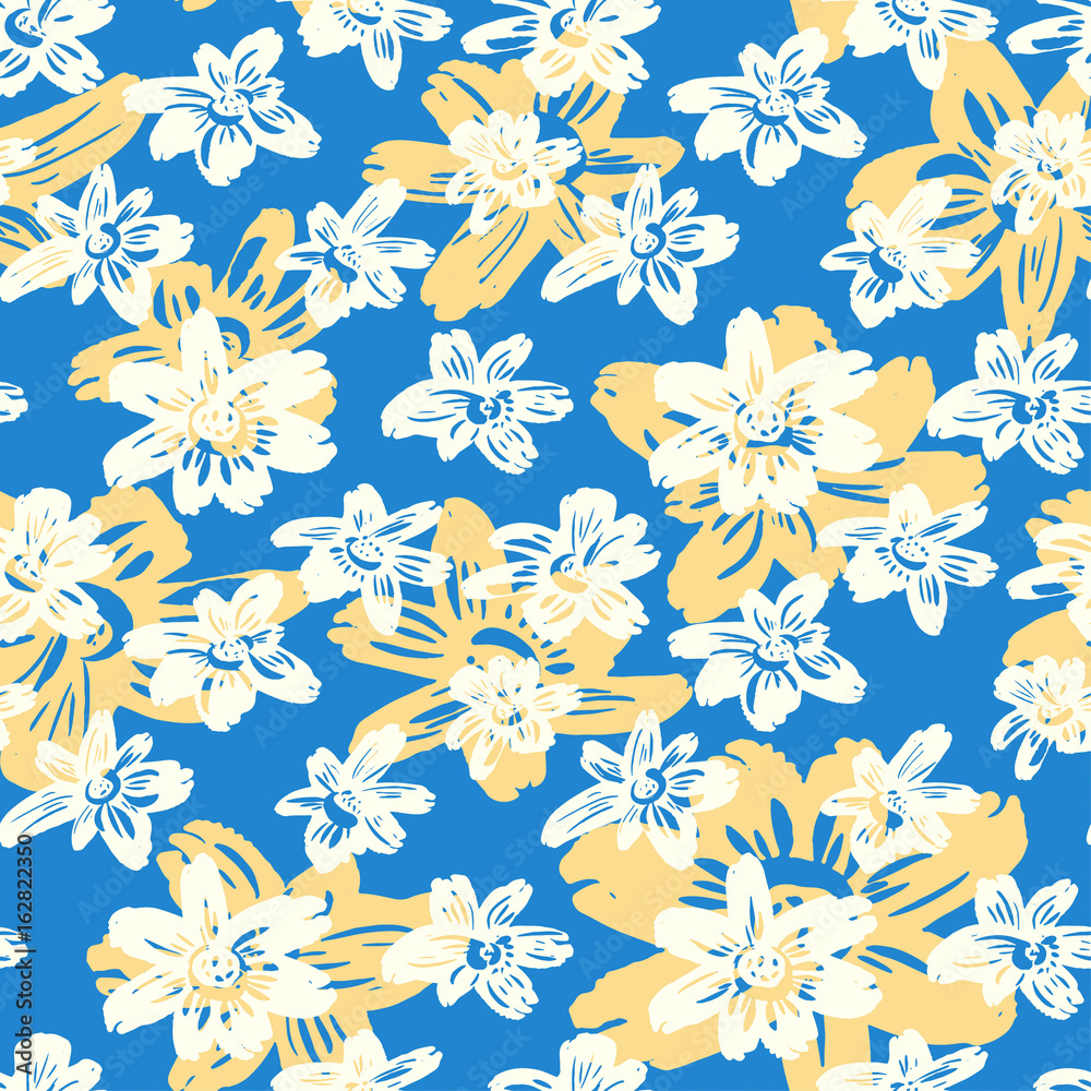 Seamless vector flkoral pattern. Brush pen hand drawn doodle abstract diagonal flower shapes texture. Seamless vector flkoral pattern. Brush pen hand drawn doodle abstract diagonal flower shapes texture.
