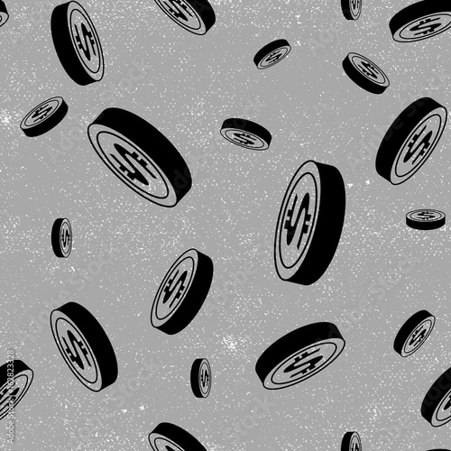 Coin pattern black. Wealth pattern monochrome. photo