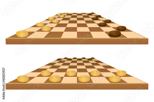 Checkers game isolated on white background. Vector illustration