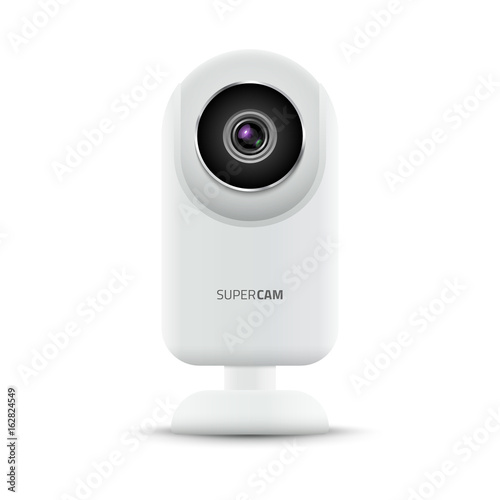 Realistic computer web camera. Video camera technology digital illustration. Webcam device