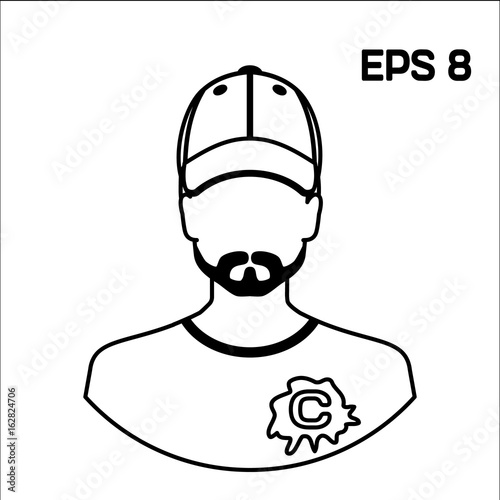 Infection with hepatitis viruses. Avatar men in a cap and t-shirt, propaganda anti-hepatitis C. the Drawn contour.