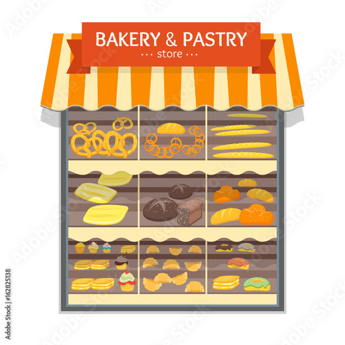 Bakery and Bread Products Showcase Store. Vector