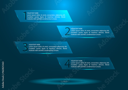 Glass infographics template for business workflow, steps and diagram