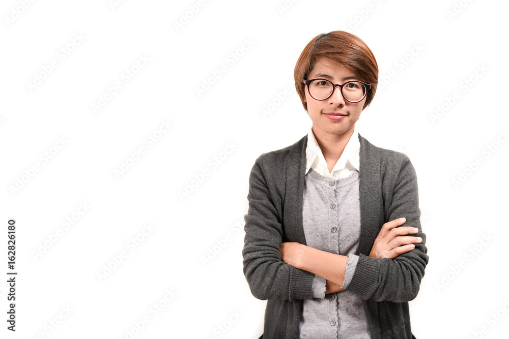Portrait of an asian woman posing isolated on a white background Portrait of an asian woman posing isolated on a white background