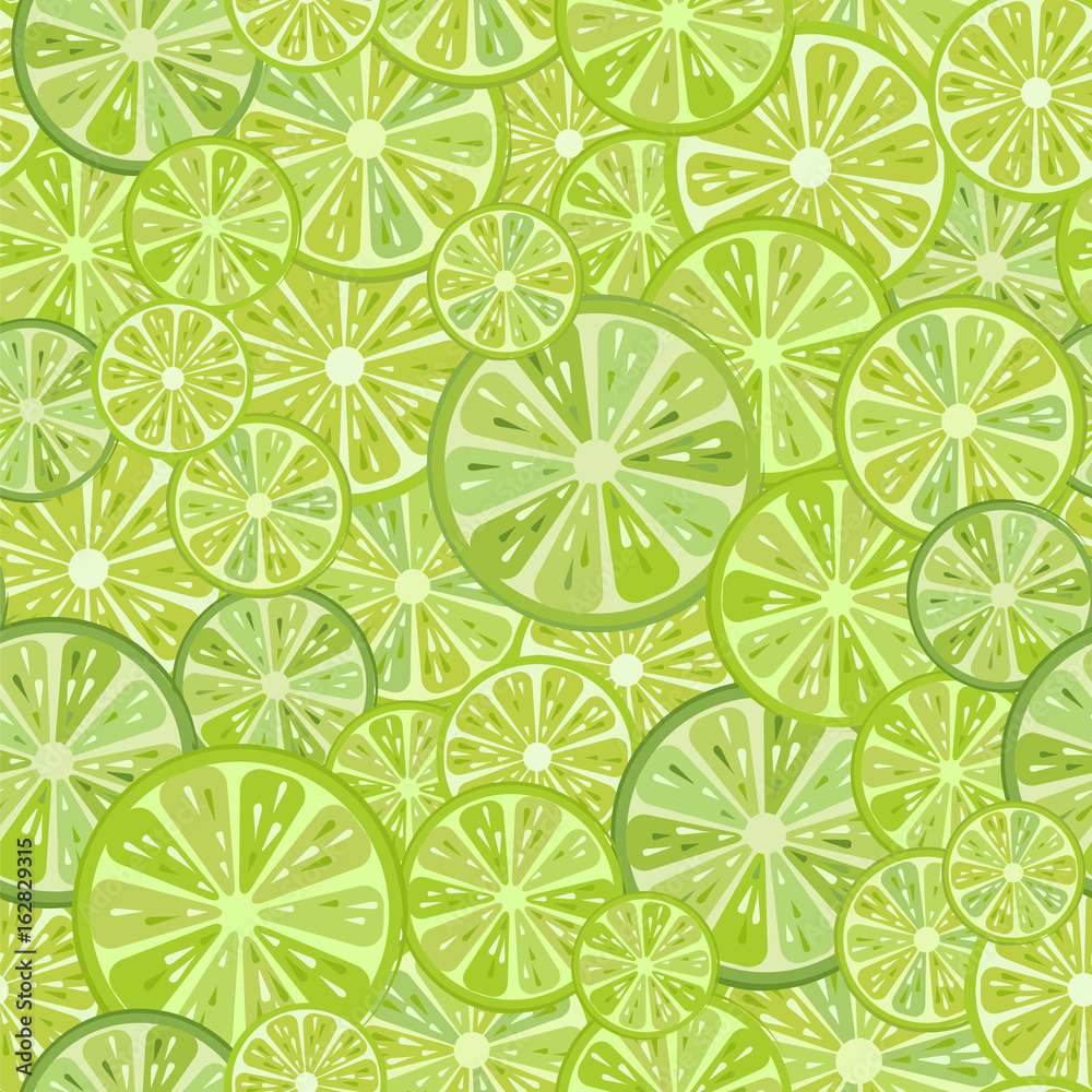 Seamless vector pattern with slised limes.