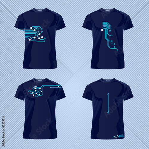 Original print for t-shirt. T-shirt with fashionable design - Abstract circuit board style. Vector Illustration