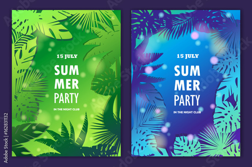 Set of beautiful tropical banners. vector illustration