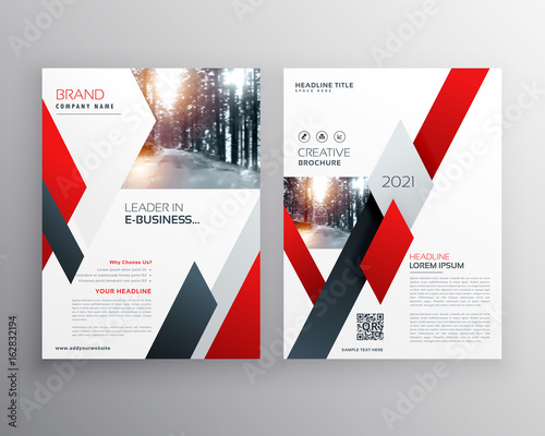 red business annual report brochure flyer design template in size A4