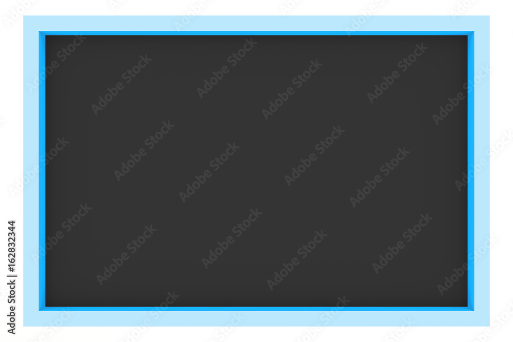 Blank Chalkboard With Copy Space With Blue Frame On White Background, 3d illustration Blank Chalkboard With Copy Space With Blue Frame On White Background, 3d illustration
