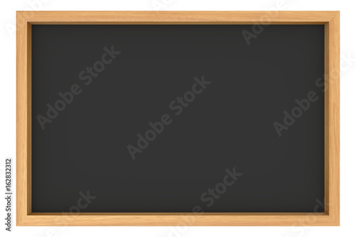 Blank Chalkboard With Copy Space With Wooden Frame On White Background, 3d illustration