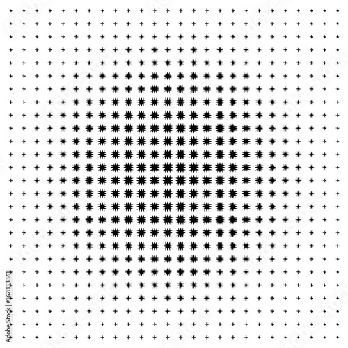Vector dots halftone. Black stars on white background. texture round