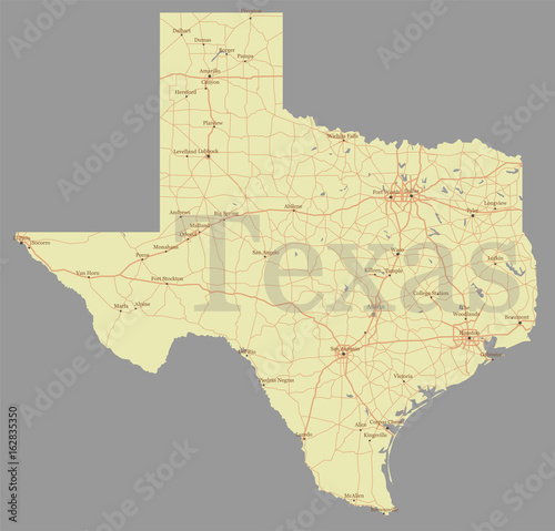 Texas accurate vector exact detailed State Map with Community Assistance and Activates Icons Original pastel Illustration. United States of America
