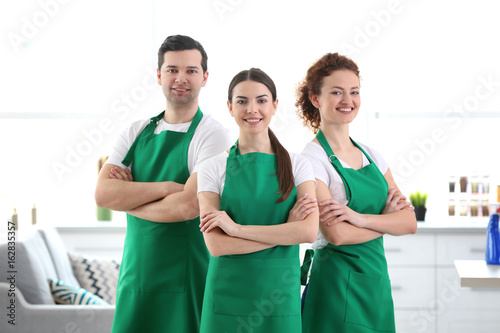 Cleaning service team worki...