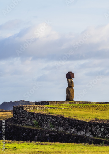 Moai in Ahu Ko Te Riku, Tahai Archaeological Complex, Rapa Nui National Park, Easter Island, Chile photo