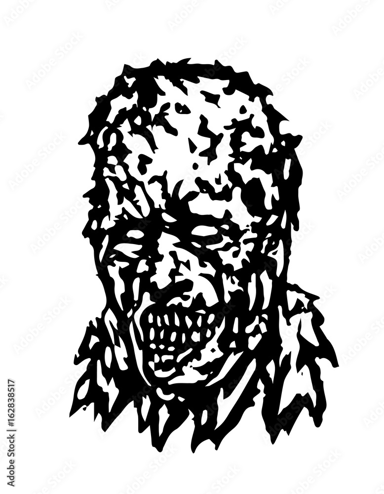 Fototapeta premium Anger head of zombie. Vector illustration.